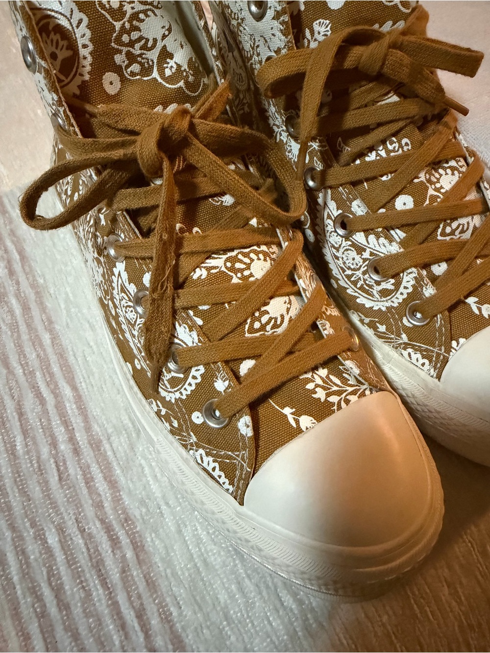 Converse High Top Sneakers - Mustard Yellow Floral - Picture 6 of 9